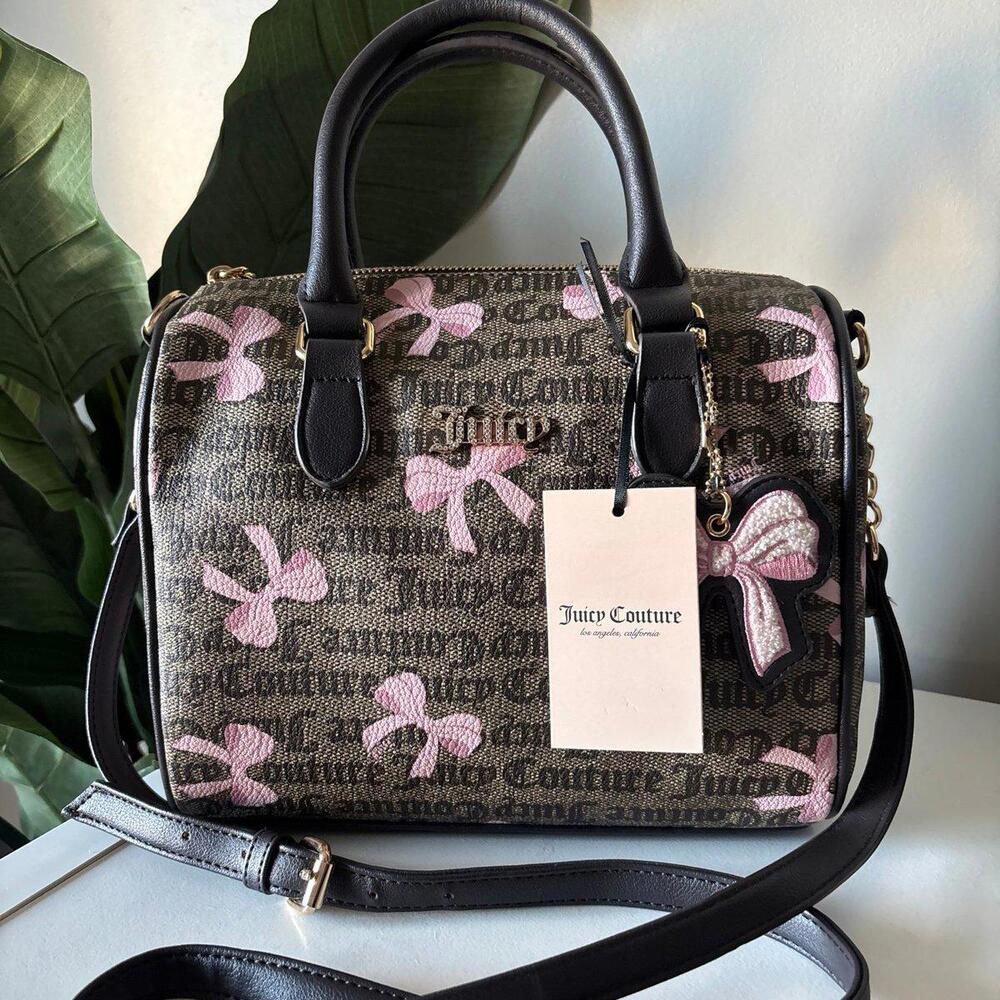 JUICY COUTURE SPEEDY BOW SATCHEL SIMPLY SWEET BROWN PINK